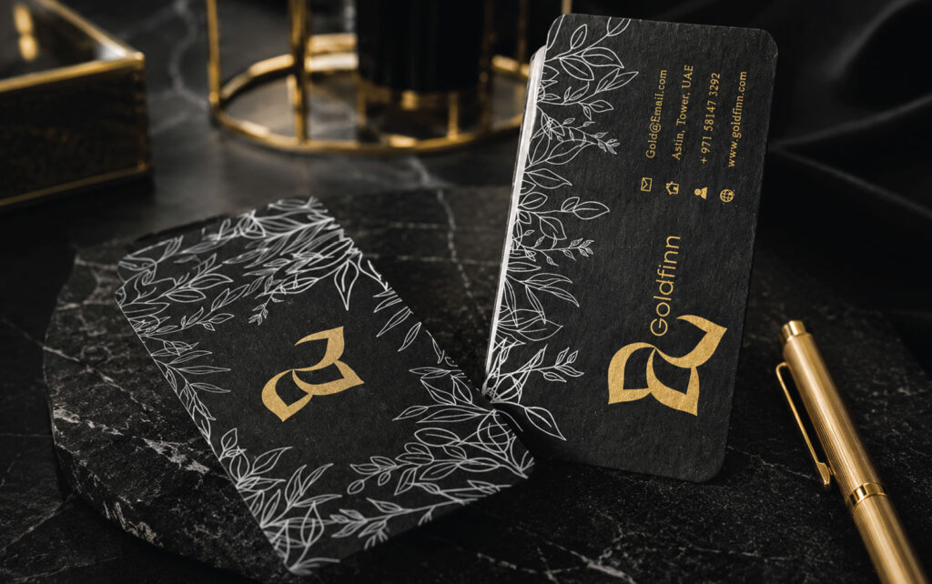 Luxury Craft Paper ( Gold & White Print) Business cards